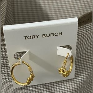 Tory Burch Small Eleanor Crystal Hoop Earrings